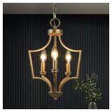 3-Light Modern Gold Geometric Cage Pendant