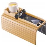 Bamboo Sofa Armrest Tray/ Detachable Cup Holder