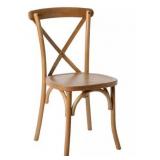 Pecan Wood Cross Back Chairs (Set of 2)