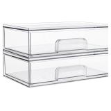12.1''W Clear Stackable Storage Drawers,2 Pack