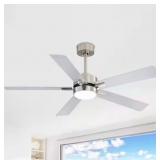 52 in.Indoor Satin Nickel Ceiling Fan/LED Light