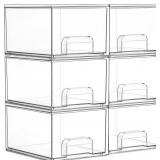 6 Pack Small Clear Stackable Storage Drawers