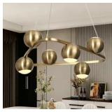 6-Light Mid-Century ModernBrass Gold Pendant Light