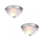 13 in2-Light Flush Mount/Frosted Glass Shade-2Pack