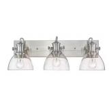 Hines 3Light Pewter/Seeded Glass Bath Vanity Light
