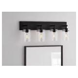 4-Light Matte Black Bathroom Vanity Light