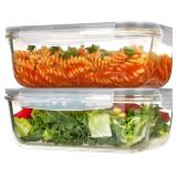 2Pack 1860ml/63oz Glass Storage Containers/Lids