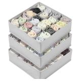 3 Pack 24+24+16 Cells Socks Drawer Organizers Set
