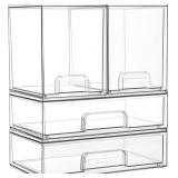 Clear Stackable Storage Drawers Set of 4