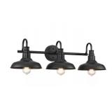3Light Black Vanity Light with Steel Shade