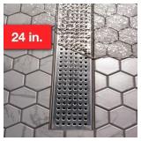 24-in SS Linear Shower Drain with Square Pattern