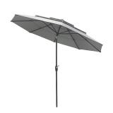 11ft Aluminum Gray Auto-tilt Market Patio Umbrella