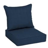 2 Piece Navy Linen Deep seat patio chair cushion