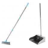 Floor Brush with Stainless Steel Dustpan 27'