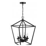 6-Light Lantern Black Cage Farmhouse Chandelier