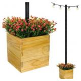 Planter Box W/ String Light Pole Holder- 14InX14In