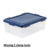 Blue Heavy Duty Stackable Tote with Latching Lid