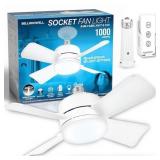 Socket Fan 15.7-in With Light and Remote/ 4 -Blade