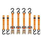 Ratchet Strap /S-Hook 3000lb Break Strength 4Pack