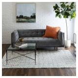 7 x10 (ft)Loomed Polyester Blue and White Area rug