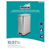 MOXIE 40L SS Silver Kitchen Hinged Lid Trash Can