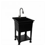 1Basin Black Freestanding Utility tub/Drain/Faucet