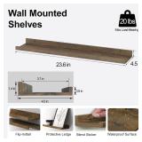 Set of 2 Brown Floating Wall Shelves, 24 Inch