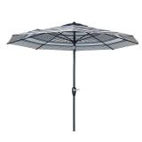 allen + roth 9-ft Navy Stripe Auto-Tilt Umbrella