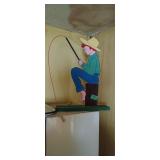 Boy fishing wooden decor 17' tall