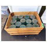 12 - Blue Qt Canning Jars in Wood Crate