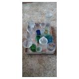 Glassware assortment, glasses, toothpick holders,