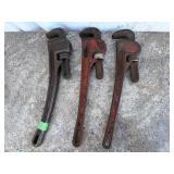 3- Pipe Wrenches 18' handles are bent