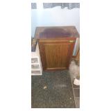 Wood cabinet and Kosciusko county historical books