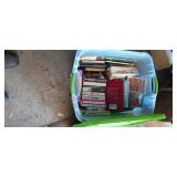 Tote with lid and assorted books