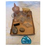 Pink Glass Covered Dish, Glass Pedestal Dishes