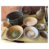 Enamel Washpans , pitcher, Canner
