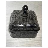 Tiara Indiana Glass Black  Footed Candy Dish.