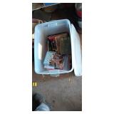 Tote with lid and assorted books
