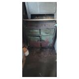 Metal storage cabinet with wood drawers