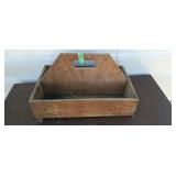 Vintage handmade wooden tool tote