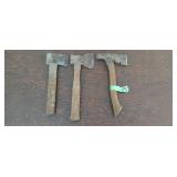 3 Vintage hatchets, one is a craftsman