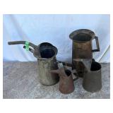 4- Metal Oil Cans With Spouts. 1qt,1/2gal ,2-1gal