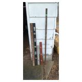 Wood and aluminum levels and metal 5' ruler