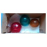 3 hand blown glass balls roughly 3 inch diameter