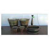 Brass candle holder brass dish and copper toned