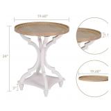 Farmhouse Round Accent End Table