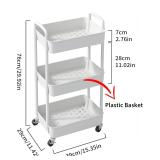 Sywhitta 3-Tier Plastic Rolling Utility Cart