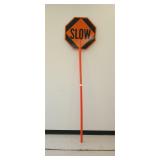 Slow/Stop Road Sign on Handle, 99' Tall Assembled