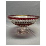 Red glass pedestal fruit bowl 5.5ï¿½ x 10ï¿½