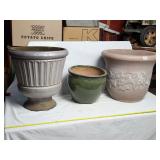 (2) Large Plastic Pots 17'h (1) Terracotta 10'h